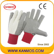 Double Palmed Sewed PVC Dotted Canvas Cotton Industrial Safety Hand Work Gloves (410022)